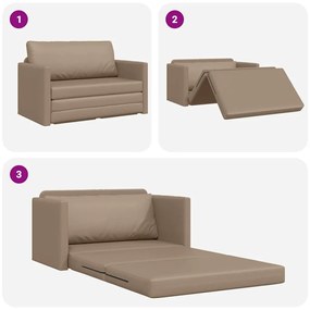 Sofá Cama 2 em 1 Cappuccino 124x71x78 cm Couro Sintético