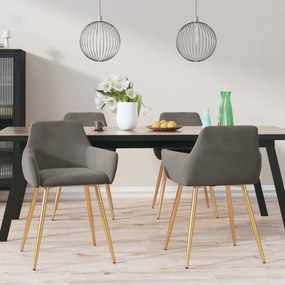 vidaXL Cadeiras de jantar 4 pcs veludo cinzento-escuro