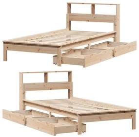 Cama com estante sem colchão 75x190 cm pinho maciço