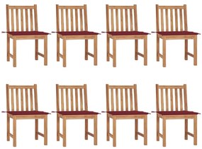 vidaXL Cadeiras de jardim 8 pcs c/ almofadões madeira de teca maciça
