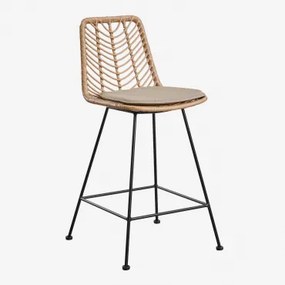 Pacote De 4 Bancos Altos Em Rattan Sintético Gouda Natural Natural & Negro & ↑65 Cm & Castanho Moka - Sklum