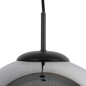 LED Candeeiro de suspensão inteligente preto com vidro fumê 30 cm incl. Wifi ST64 - Pallon Art Deco