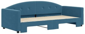 Sofá-cama com gavetão 90x200 cm veludo azul