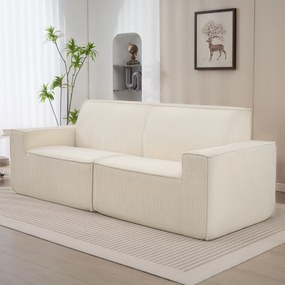 Canapé 3 places en velours côtelé 230 cm, canapé moderne, pas de montage nécessaire, beige FR