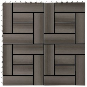 Ladrilhos de pavimento 22 pcs WPC 2m² 30x30 cm castanho-escuro