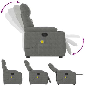 Poltrona de massagens reclinável tecido microfibra cinza-escuro