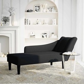 Chaise lounge com apoio de braço direito em tecido preto