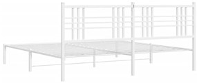 Estrutura de cama com cabeceira 200x200 cm metal branco