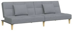 Sofá-cama de 2 lugares c/ apoio de pés tecido cinzento-claro