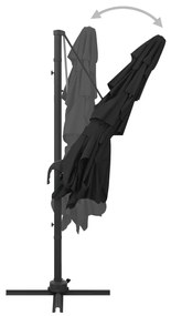 Guarda-sol jardim 4 camadas c/ poste alumínio 250x250 cm preto