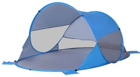 Outsunny Tenda Praia Dobrável Pop-Up 1-2 Pessoas Portátil 1 Porta 2 Janelas Bolsa Transporte 200x120x90 cm Azul | Aosom Portugal