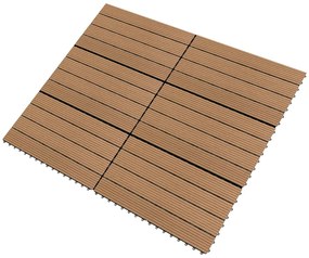 Ladrilhos de pavimento 6 pcs WPC 1,08m² 60x30 cm castanho