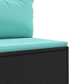 6 pcs conjunto sofás de jardim c/ almofadões vime PE preto