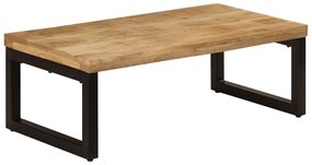 Mesa de centro 100x50x35 cm madeira de mangueira maciça e aço
