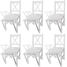 vidaXL Cadeiras de jantar 6 pcs madeira de pinho branco