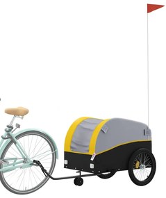 Reboque para bicicleta 45 kg ferro preto e amarelo