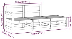 3 pcs conjunto lounge jardim madeira pinho maciça castanho-mel