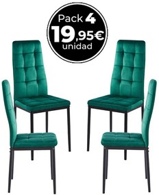 Pack 4 Cadeiras Lan Veludo - Verde
