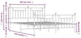 Estrutura de cama com cabeceira e pés 183x213 cm metal preto