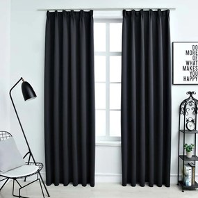 Cortinas blackout com ganchos 2 pcs 140x175 cm preto