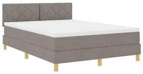 Cama Box com Colchão &amp; LED Taupe 140x200 cm Tecido