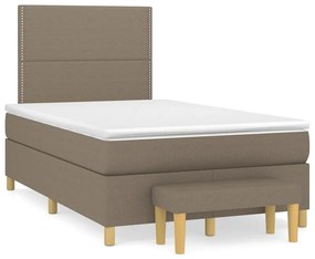 Cama boxspring c/ colchão 120x190cm tecido castanho-acinzentado