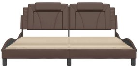 Estrutura cama c/ cabeceira 180x200cm couro artificial castanho