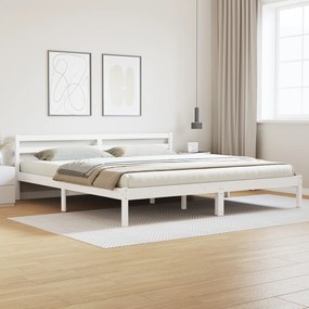 Cama vidaXL com Cabeceira Branca 200x220 cm Madeira Sólida Pinus