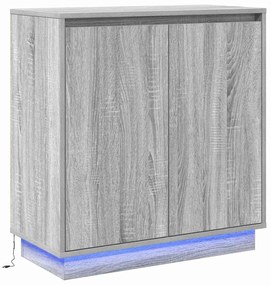 Aparador vidaXL com LED Cinza Sonoma 71x34,5x75 cm em madeira de engen