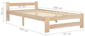 Estrutura de cama 90x200 cm pinho maciço