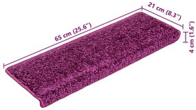 Tapetes de escadas 10 pcs 65x21x4 cm violeta