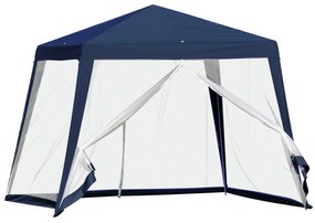 Outsunny Tenda de Jardim 3x3m Tenda com 4 Partes Laterais Rede Mosquiteira com Zíper Proteção UV para Patio Azul