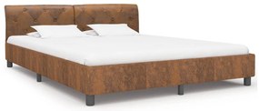 Estrutura de cama 160x200 cm camurça artificial castanho