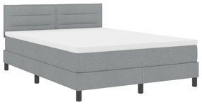 Cama Box Spring com Colchão Cinza Claro 160x200 cm Tecido