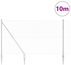 Cerca de Cadeia com 7 Postes de Estaca 1.6x10 m Aço Galvanizado