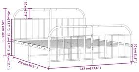 Estrutura de cama com cabeceira e pés 183x213 cm metal preto