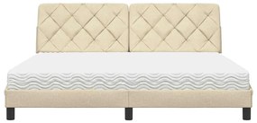 Cama com colchão 180x200 cm tecido cor creme
