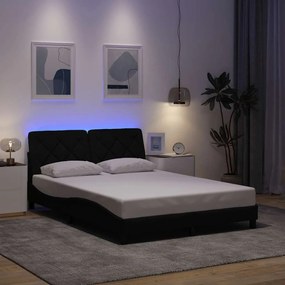 vidaXL Estrutura de cama com LED sem colchão 140x200 cm tecido preto