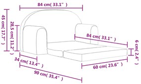 Sofá-cama infantil 2 lugares c/ estrelas pelúcia cinzento-claro