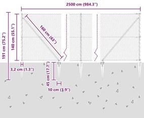 Cerca Hexagonal vidaXL Cinza 1,4x25 m Aço