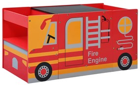 vidaXL Conjunto mesa e cadeira criança 3 pcs camião bombeiros madeira
