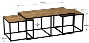 Mesa de Centro Gigante – Carvalho e Preto – 120x50x60 cm