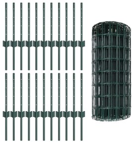 Cerca Euro com 22 Postes U Verde 0,4x50 m Aço