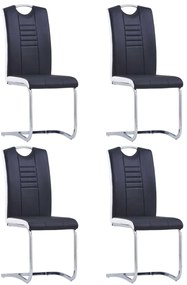 Cadeiras de jantar cantilever 4 pcs couro artificial preto