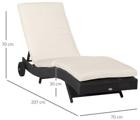 Espreguiçadeira de Vime Reclinável Espreguiçadeira de Jardim com Forma