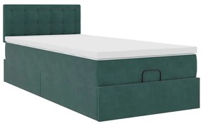 Estrutura de cama otomana colchão 90x200 cm veludo verde escuro