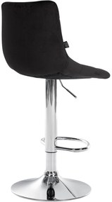 Conjunto de 2 bancos de bar Jerry em veludo com estrutura cromada 87-108,5 x 43 x 46,5 cm Preto