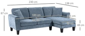 Sofá Chaise Longue Sofá de Canto Sofa Sala de Estar Reversível em Form