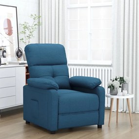 vidaXL Poltrona reclinável tecido azul