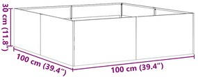 Vaso/floreira 100x100x30 cm aço galvanizado